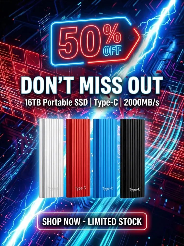 🏆Flash Sale⚡ 50K+ SOLD!🔥16TB Large-Capacity Type-C Portable Mini SSD