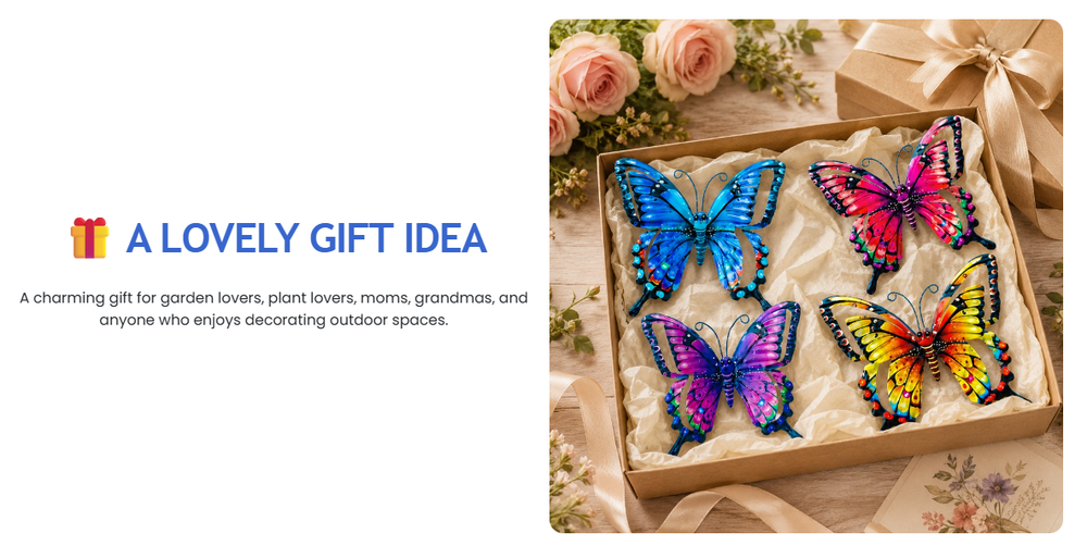 🦋 Vibrant Metal Butterfly Wall Art – 4 Color Set